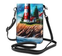 BROLEO Small Cell Phone Purse 7.6x4.9in Lighthouse Diamond Painting Prints Leather Crossbody Flap Phone Case For Women, Perfect For Walking, Camping