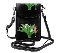 BROLEO Small Cell Phone Purse 7.6x4.9in Little Girl Holding Lily Of The Valley Prints Leather Crossbody Flap Phone Case For Women, Perfect For Walking, Camping
