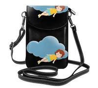BROLEO Small Cell Phone Purse 7.6x4.9in Little Girl Lying On The Clouds Prints Leather Crossbody Flap Phone Case For Women, Perfect For Walking, Camping