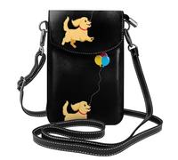 BROLEO Small Cell Phone Purse 7.6x4.9in Little Golden Retriever Chasing Balloons Prints Leather Crossbody Flap Phone Case For Women, Perfect For Walking, Camping