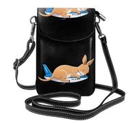 BROLEO Small Cell Phone Purse 7.6x4.9in Little Kangaroo Sleeping On The Plane Prints Leather Crossbody Flap Phone Case For Women, Perfect For Walking, Camping