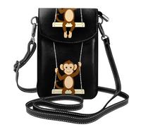 BROLEO Small Cell Phone Purse 7.6x4.9in Little Monkey On The Swing Prints Leather Crossbody Flap Phone Case For Women, Perfect For Walking, Camping