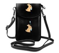 BROLEO Small Cell Phone Purse 7.6x4.9in Little Rabbit Collecting Water Drops Prints Leather Crossbody Flap Phone Case For Women, Perfect For Walking, Camping