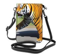 BROLEO Small Cell Phone Purse 7.6x4.9in Mr. Dancing Tiger Prints Leather Crossbody Flap Phone Case For Women, Perfect For Walking, Camping