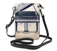 BROLEO Small Cell Phone Purse 7.6x4.9in Piano Music Symbol Prints Leather Crossbody Flap Phone Case For Women, Perfect For Walking, Camping