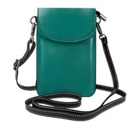 BROLEO Small Cell Phone Purse 7.6x4.9in Solid Dark Green Prints Leather Crossbody Flap Phone Case For Women, Perfect For Walking, Camping