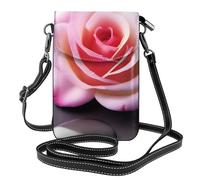BROLEO Small Cell Phone Purse 7.6x4.9in Spa Stone And Rose Flowers Prints Leather Crossbody Flap Phone Case For Women, Perfect For Walking, Camping
