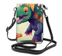 BROLEO Small Cell Phone Purse 7.6x4.9in Stylish Learning Alphabets With Dinosaurs Prints Leather Crossbody Flap Phone Case For Women, Perfect For Walking, Camping