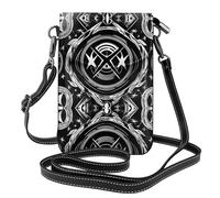 BROLEO Small Cell Phone Purse 7.6x4.9in Supernatural Symbols Black Prints Leather Crossbody Flap Phone Case For Women, Perfect For Walking, Camping