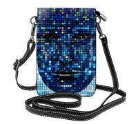 BROLEO Small Cell Phone Purse 7.6x4.9in The Blue Binary Prints Leather Crossbody Flap Phone Case For Women, Perfect For Walking, Camping