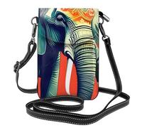 BROLEO Small Cell Phone Purse 7.6x4.9in Tropical African Elephant Prints Leather Crossbody Flap Phone Case For Women, Perfect For Walking, Camping