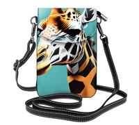 BROLEO Small Cell Phone Purse 7.6x4.9in Two Giraffes Prints Leather Crossbody Flap Phone Case For Women, Perfect For Walking, Camping