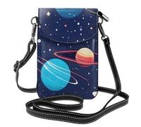 BROLEO Small Cell Phone Purse 7.6x4.9in Universe Galaxy Outer Space Prints Leather Crossbody Flap Phone Case For Women, Perfect For Walking, Camping