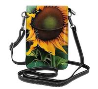 BROLEO Small Cell Phone Purse 7.6x4.9in Weed With Sunflower Prints Leather Crossbody Flap Phone Case For Women, Perfect For Walking, Camping