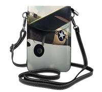BROLEO Small Cell Phone Purse 7.6x4.9in World War 2 Aircraft Airplane Prints Leather Crossbody Flap Phone Case For Women, Perfect For Walking, Camping