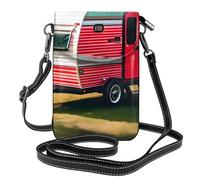 BROLEO Small Cell Phone Purse 7.6x4.9in You Make Me Happy Camper Trailer Prints Leather Crossbody Flap Phone Case For Women, Perfect For Walking, Camping