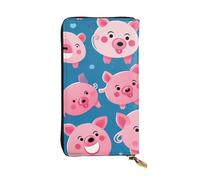 BROLEO Smile Pink Pig Picture Leather Long Clutch Wallet for Fashionable Girls and Women - Durable, Stylish, and Functional