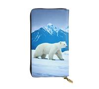 BROLEO Snowy Mountain Polar Bear Picture Leather Long Clutch Wallet for Fashionable Girls and Women - Durable, Stylish, and Functional