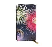 BROLEO Splendid Fireworks Picture Leather Long Clutch Wallet for Fashionable Girls and Women - Durable, Stylish, and Functional