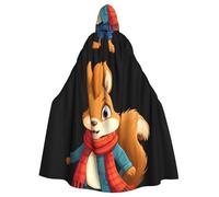 BROLEO Squirrel Wearing A Scarf Prints Halloween Adult Hooded Cape Cloak No Zipper, Comfortable For Costume Parties