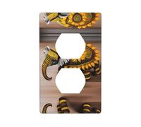 BROLEO Sunflower Elephant Wooden Floor Printing Double Socket Wall Panel Decorative for Residential and Commercial Areas 4.5x2.76in