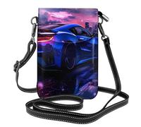 BROLEO Supercar In Future Sunset Printing Small Leather Women'S Crossbody Flip Phone Bag, Waterproof And Durable