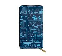 BROLEO The Blue Binary Picture Leather Long Clutch Wallet for Fashionable Girls and Women - Durable, Stylish, and Functional
