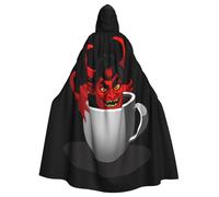 BROLEO The Devil In The Cup Printing Halloween Adult Hooded Cape Men'S And Women'S Clothing Mantle Role-Playing