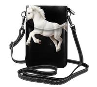 BROLEO The Galloping White Horse Printing Small Leather Women'S Crossbody Flip Phone Bag, Waterproof And Durable