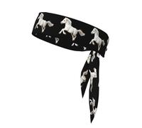 BROLEO The Galloping White Horse Printing Sports Headscarf, Casual Headband, Elastic, Sweat Absorbing, Adjustable, Anti Slip