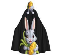 BROLEO The Grey Rabbit With A Full Harvest Prints Halloween Adult Hooded Cape Cloak No Zipper, Comfortable For Costume Parties