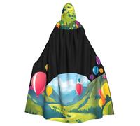 BROLEO The Valley Is Filled With Balloons Prints Halloween Adult Hooded Cape Cloak No Zipper, Comfortable For Costume Parties