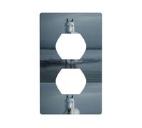 BROLEO The White Horse That treads Water Printing Double Socket Wall Panel Decorative for Residential and Commercial Areas 4.5x2.76in