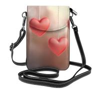 BROLEO Three Hearts Printing Small Leather Women'S Crossbody Flip Phone Bag, Waterproof And Durable