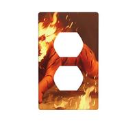 BROLEO Tiger On Fire Printing Double Socket Wall Panel Electrical Socket Cover Plate is Shatter Resistant and Durable 4.5x2.76in