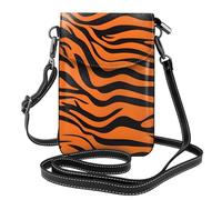 BROLEO Tiger Stripes Orange Pattern Printing Small Leather Women'S Crossbody Flip Phone Bag, Waterproof And Durable