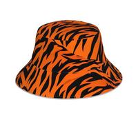 BROLEO Tiger Stripes Orange Prints Reflective Bucket Hat Lightweight, Breathable, Foldable for Men & Women