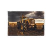 BROLEO Tractor in the field Prints Placemats for Dining Table Set of 6 12x18in heat resistance for hotels, homes, and banquets