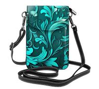 BROLEO Turquoise Pattern Printing Small Leather Women'S Crossbody Flip Phone Bag, Waterproof And Durable