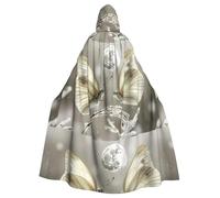 BROLEO Two Butterflies Printing Halloween Adult Hooded Cape Men'S And Women'S Clothing Mantle Role-Playing