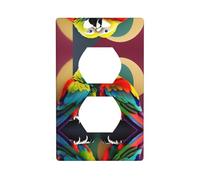 BROLEO Two Colored Parrots Printing Double Socket Wall Panel Decorative for Residential and Commercial Areas 4.5x2.76in