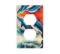 BROLEO Two Dolphins Printing Double Socket Wall Panel Decorative for Residential and Commercial Areas 4.5x2.76in