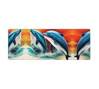 BROLEO Two Dolphins Printing Extra Large Mouse Pad Strong Adhesion, Durable, Precise Locking Edge 12x31.5in