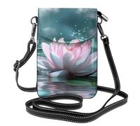 BROLEO Two Pink Lotus Blossoms printing Ladies' mobile phone with leather foreskin, crossbody flip cover, small adjustable shoulder strap