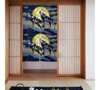 BROLEO Two Wolves Whistling at the Moon printing Door curtain partition splicing privacy protection suitable for kitchen, bathroom, room 34x56in