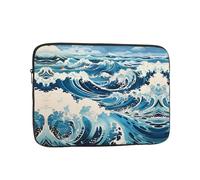 BROLEO Ukiyo-e Style Waves Prints Portable Shockproof Laptop Sleeve Case 17 inch for Men and Women's Business Travel, School, and Office Daily Use