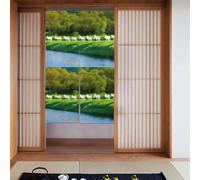 BROLEO Unicorns by the river Prints Curtain two Pieces Spliced 34x56in Fabric curtains, room dividers Fabric, Smooth & Not Easily Wrinkled