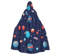 BROLEO Universe Galaxy Outer Space Prints Halloween Adult Hooded Cape Cloak No Zipper, Comfortable For Costume Parties