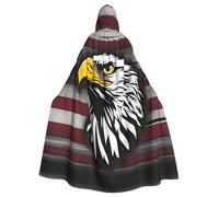 BROLEO US Army Cool American Flag Eagle Prints Halloween Adult Hooded Cloak for Costume Parties and Theme Events