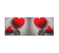 BROLEO Valentine'S Day Red Heart Flower Printing Extra Large Mouse Pad Strong Adhesion, Durable, Precise Locking Edge 12x31.5in